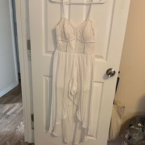 A. Byer Cream Asymmetrical Dress